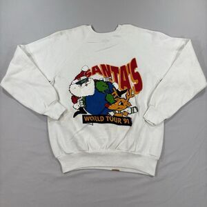 VTG U.S. Sweats White Santa's World Tour Sweatshirt Medium Unisex